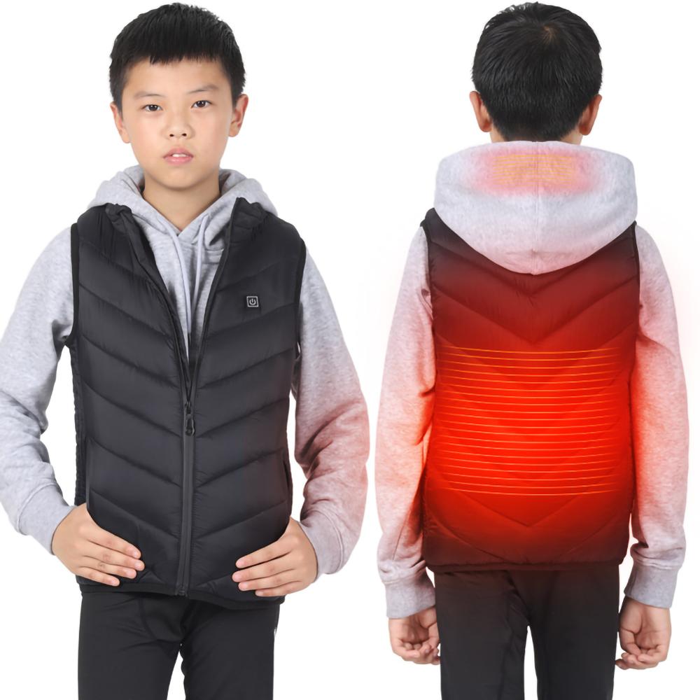 Children's Heated Vest Winter Jacket USB Charging Teenagers Heated Vest Warm Running Outdoor Wear Safety Intelligent Keep Warm