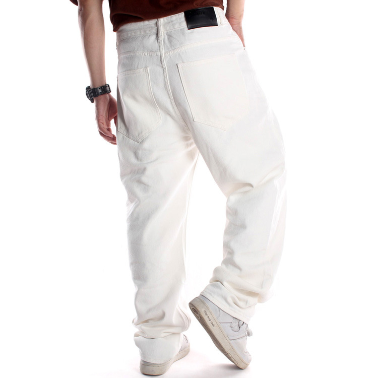 Jean Baggy en Denim pour homme, pantalon surdimensionné, couleur unie, blanc, droit, ample, style Hip hop, Skateboard, grande taille 44 46: 42