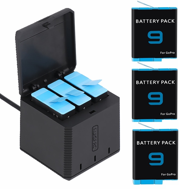 Voor Gopro 9 Hero9 Oplaadbare Lithium Batterij + 3 Slot Led Charger Smart Opladen Opbergdoos Voor Go Pro Hero 9 Zwarte Accessoires
