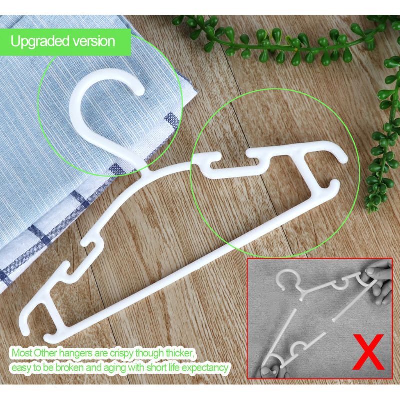 10 pakke hvide plastbørnehængere skridsikre babyhængere pladsbesparende rørformede bøjler til børnetøj til børn