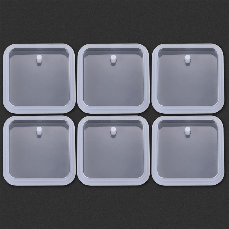 1/6 stuks sleutelhanger hanger siliconen mal set DIY hanger kristal epoxyhars mal ronde rechthoek hangers sieraden maken: Goud