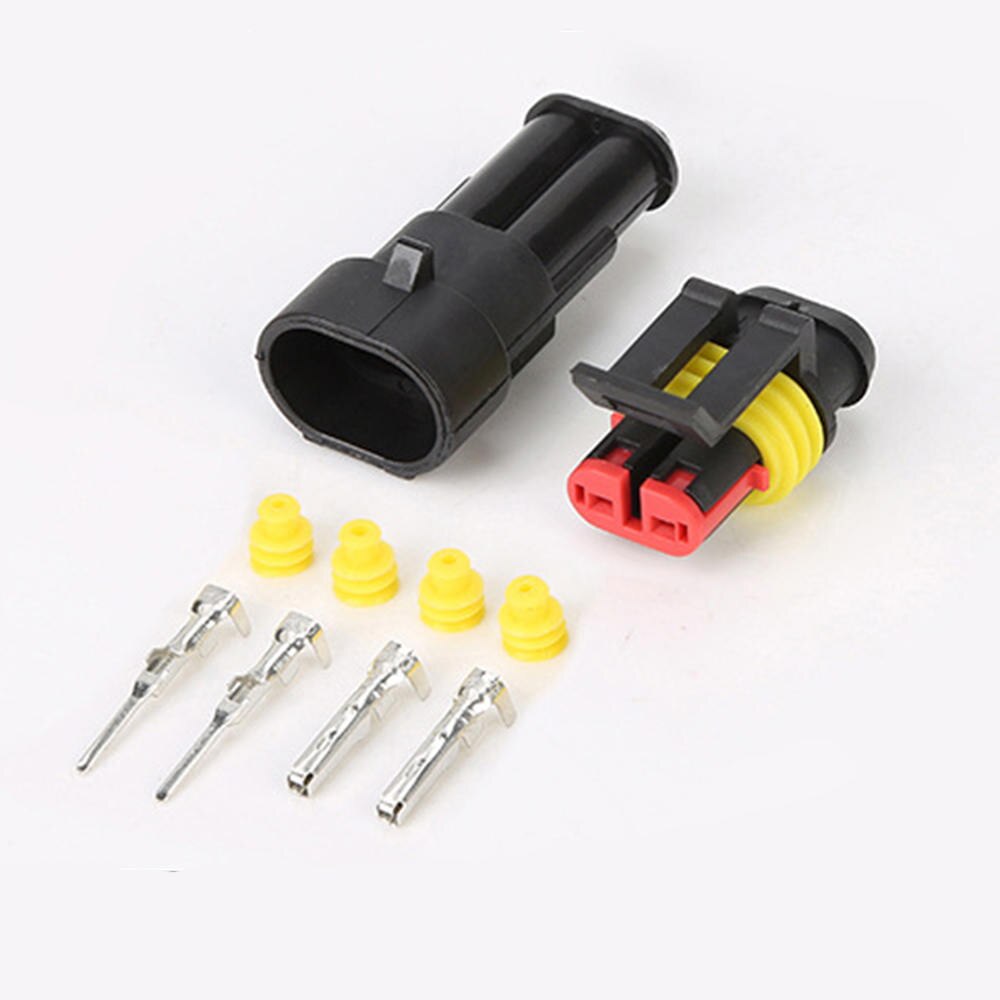 5 Sets x 2 Way Waterproof Connector 2 Pin Way Sealed Waterproof Electrical Wire Connector Plug Car Auto Black