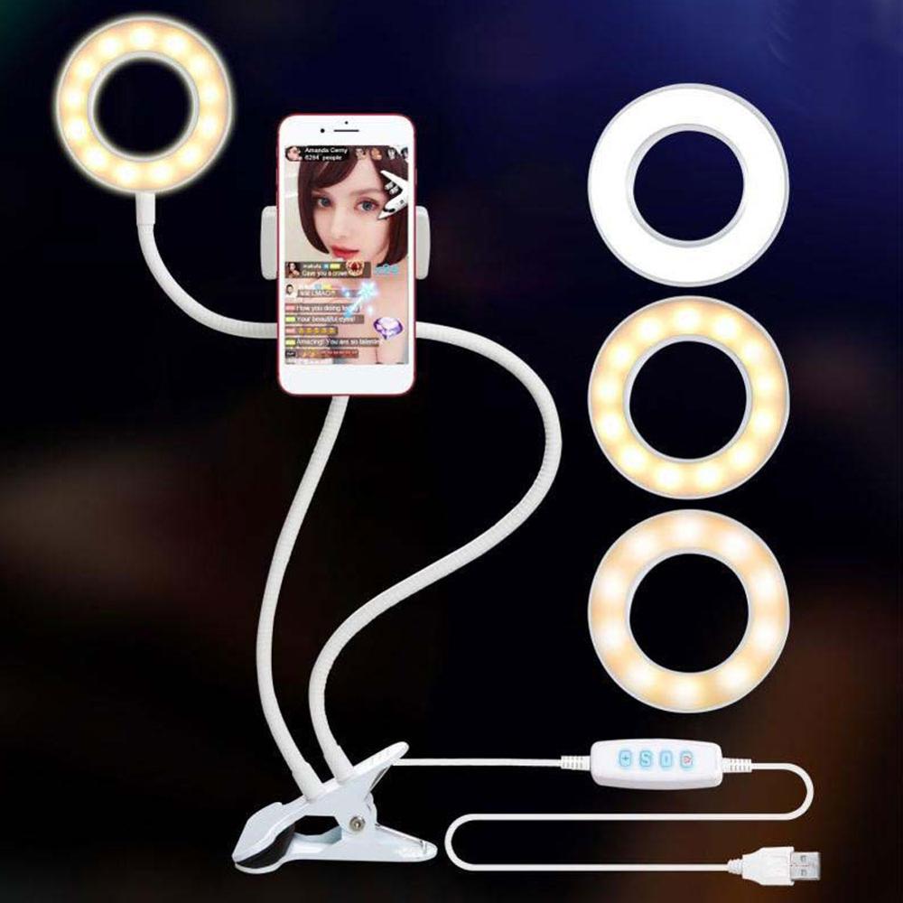 24 Led Multi-Positie Aanpassing Multifunctionele Mobiele Telefoon Clip Live Vullen Licht Desktop Rotatie Schoonheid Lamp 2-In-1 Lui Brack: WHITE