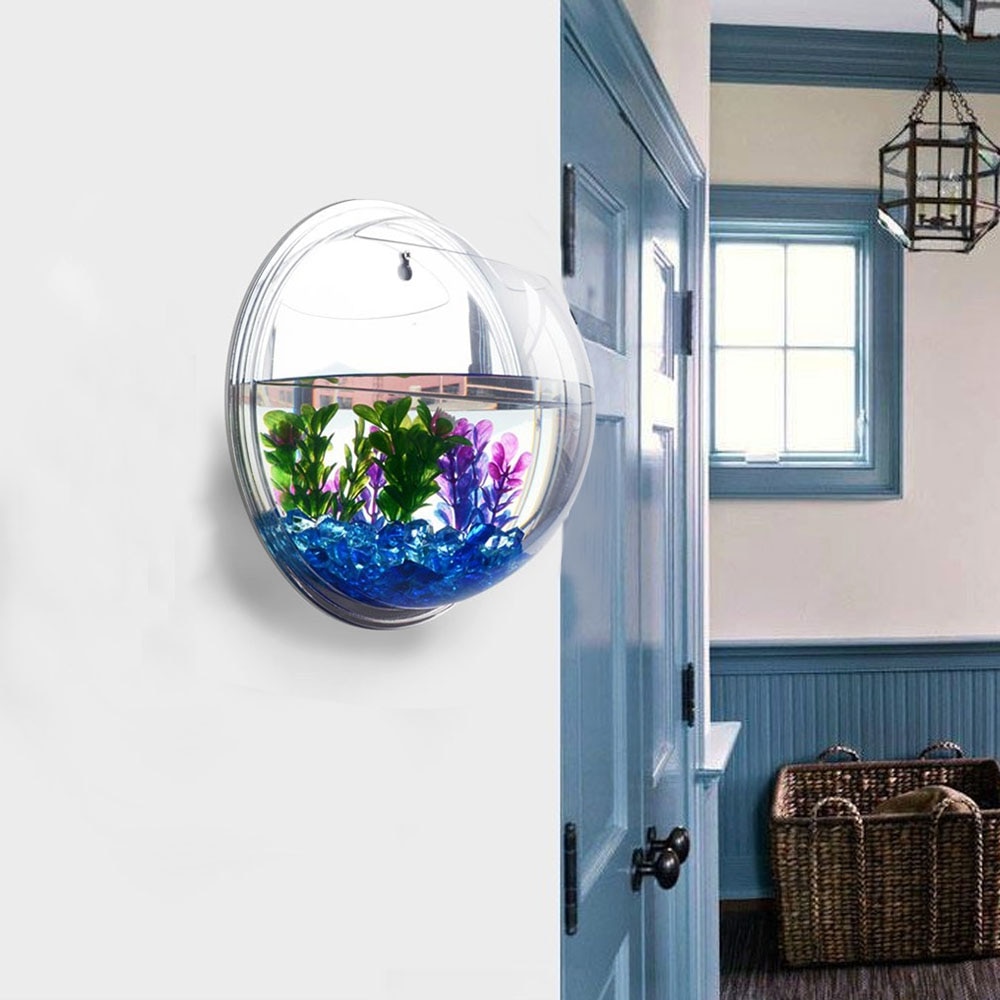 Behogar Dia 23cm/29.5cm Acrylic Fish Bowl Wall Mou... - Vicedeal - Decorative Window Mounted Aquarium