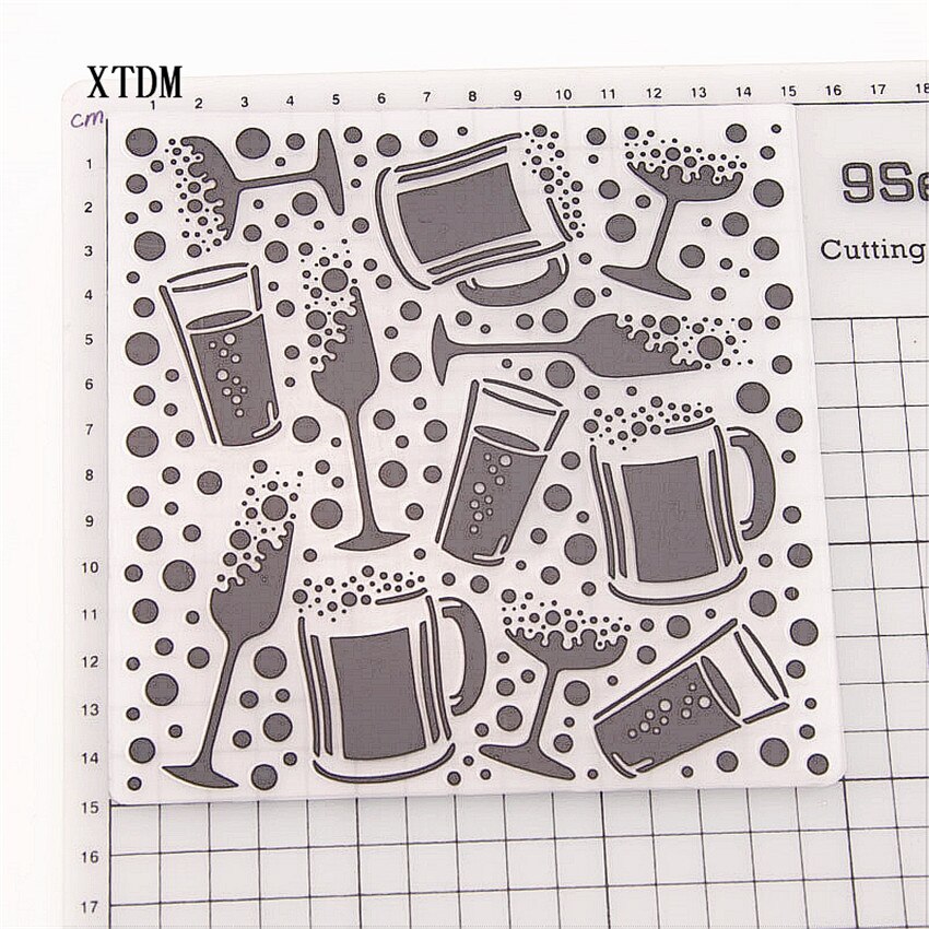 HEIßER kunststoff wein glas vorlage handwerk karte, sterben papier karte Album hochzeit dekoration scrapbooking Präge ordner