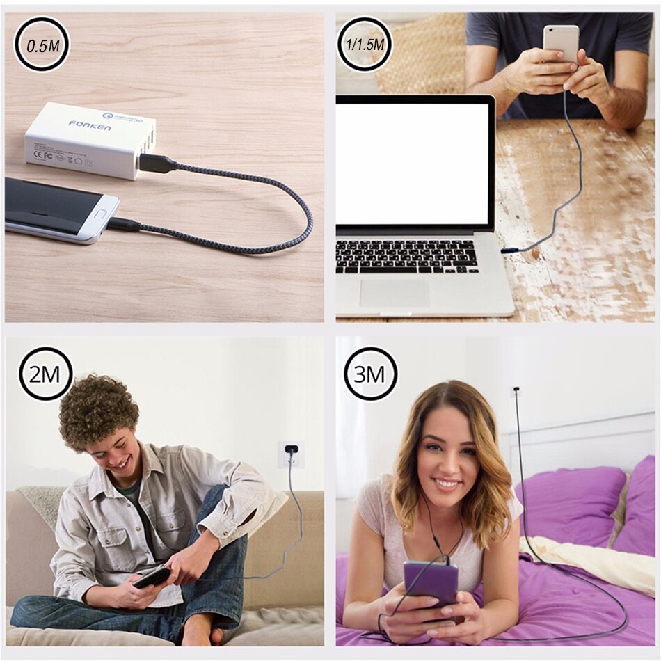 Usb Type C Cable Fast Charging Cable for Samsung Galaxy Note 20 Ultra 10 A70 A50 Usb Typec Usbc Cable Tipe Tipo C 1.5/2/3 Meter