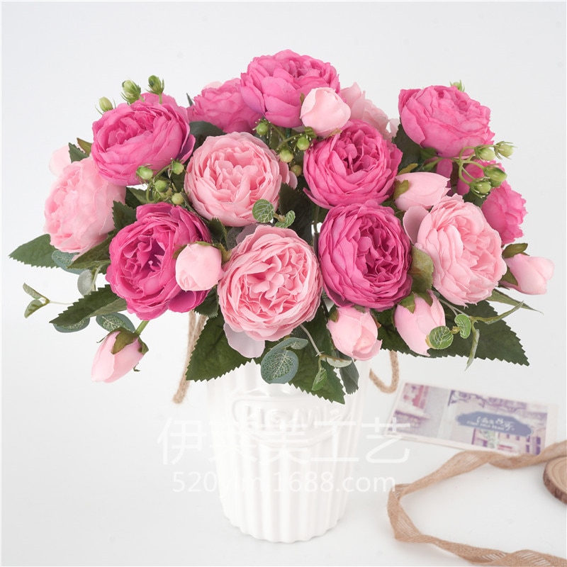 LIBERGA 10 stuks kunstmatige bloemhoofden bruiloft woondecoratie accessoires 12 cm grote bloemhoofden esthetische faux bloemen decor ambachten, lichtroze