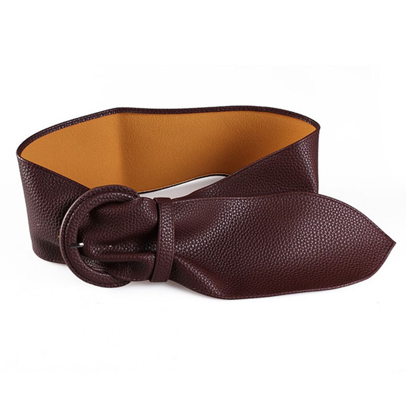 1pc brett bälte pu läder korsett bälte klänningar kappa midjebälte enfärgad nål spänne dekorativ gördel matchande cummerbund: Kaffe
