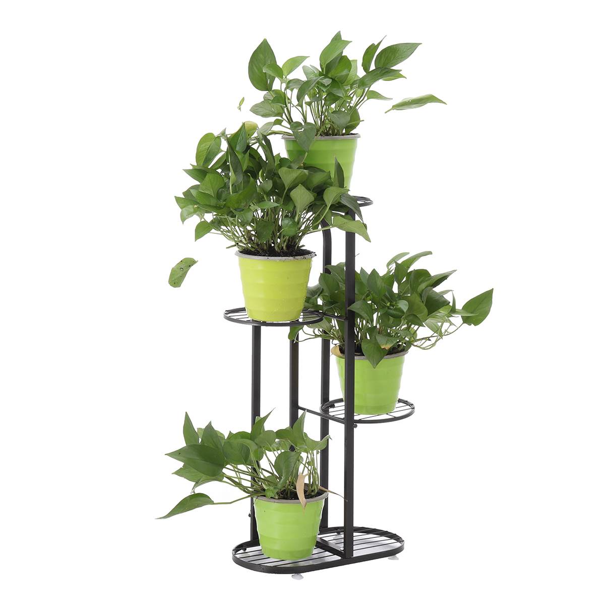 Metal 4 Layers Flower Stand Pots Holder Plants Shelves Display Rack Garden Home Decor Indoor Outdoor Planter Display Organizer