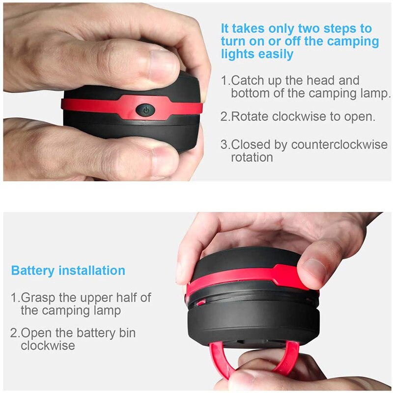 Mini led-kampeerlantaarn op batterijen, zaklamp, opvouwbaar, draagbaar, voor buiten, tentlantaarn voor wandelen, kamperen