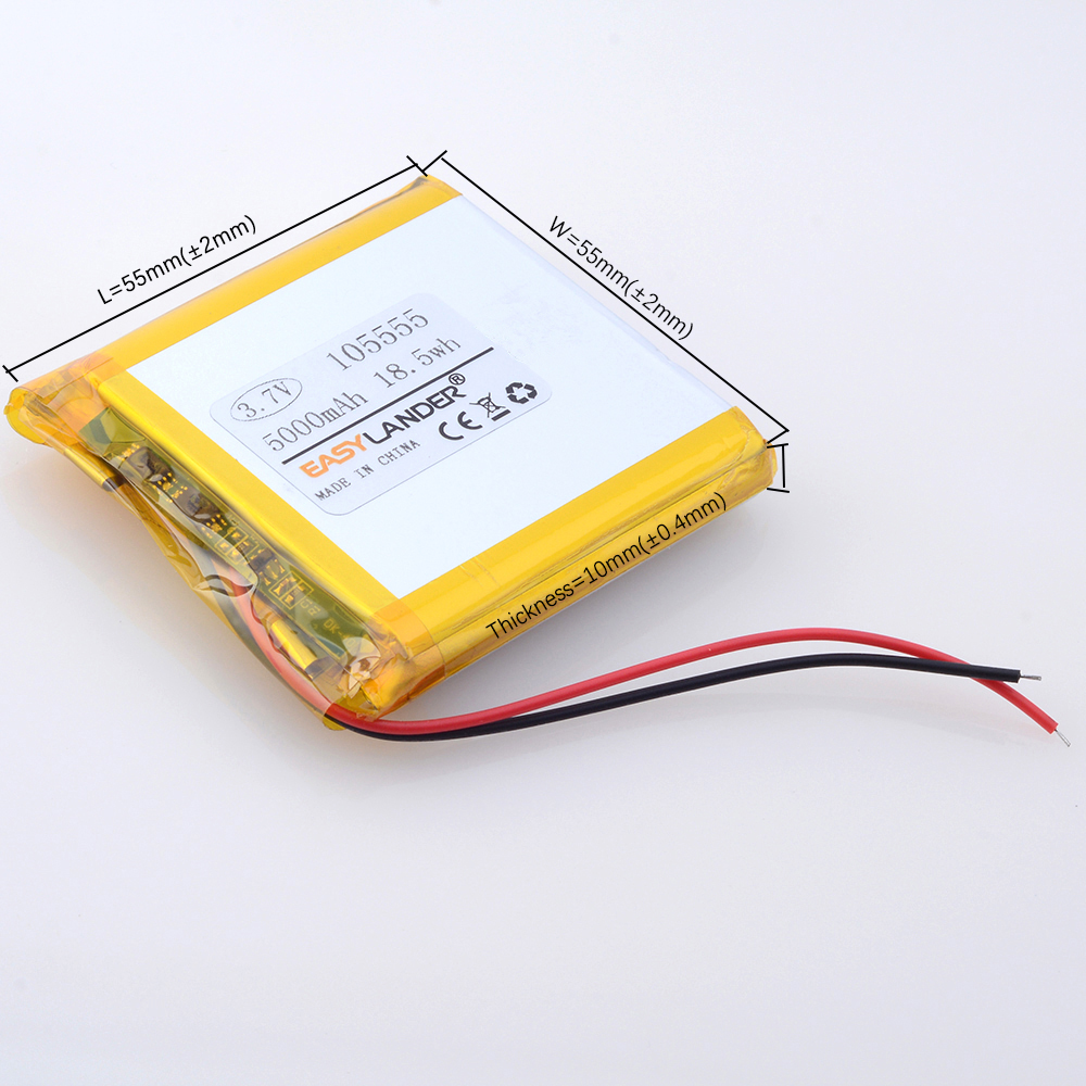 3.7V 105555 5000mAh Rechargeable Lithium Li-ion Li Polymer Battery