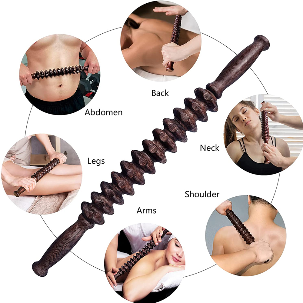 Manuelles Massagegerät aus Holz, Handroller, Triggerpunkt-Massagestab für Faszien, Cellulite, Muskeln und Bauch, Körpertherapie-Massagegerät