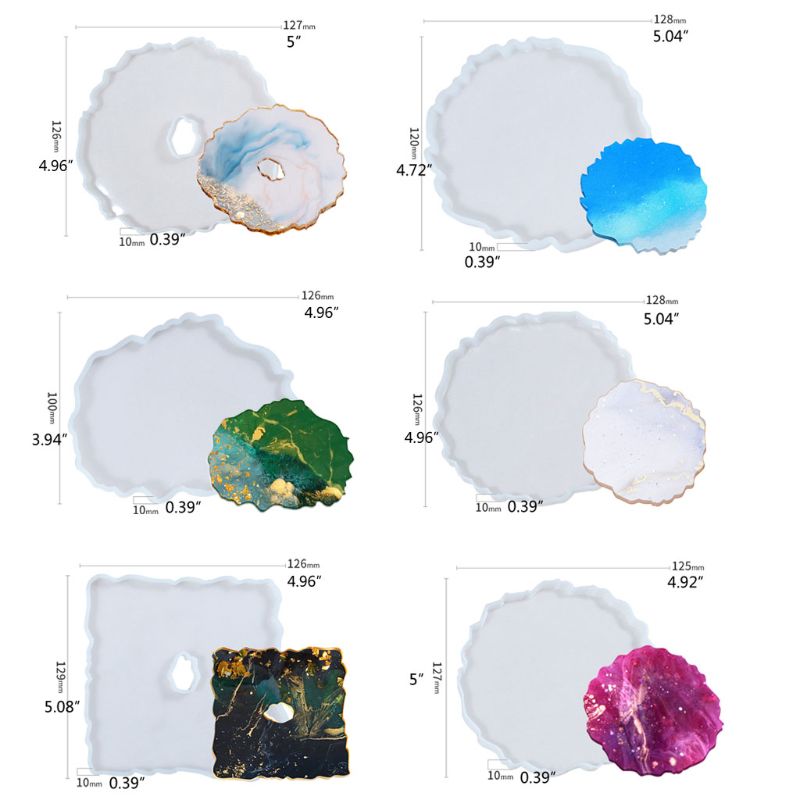 Moldes de resina de posavasos de silicona con forma de onda redonda Irregular de 11 Uds para hacer manualidades, moldes de posavasos de resina para manualidades artísticas