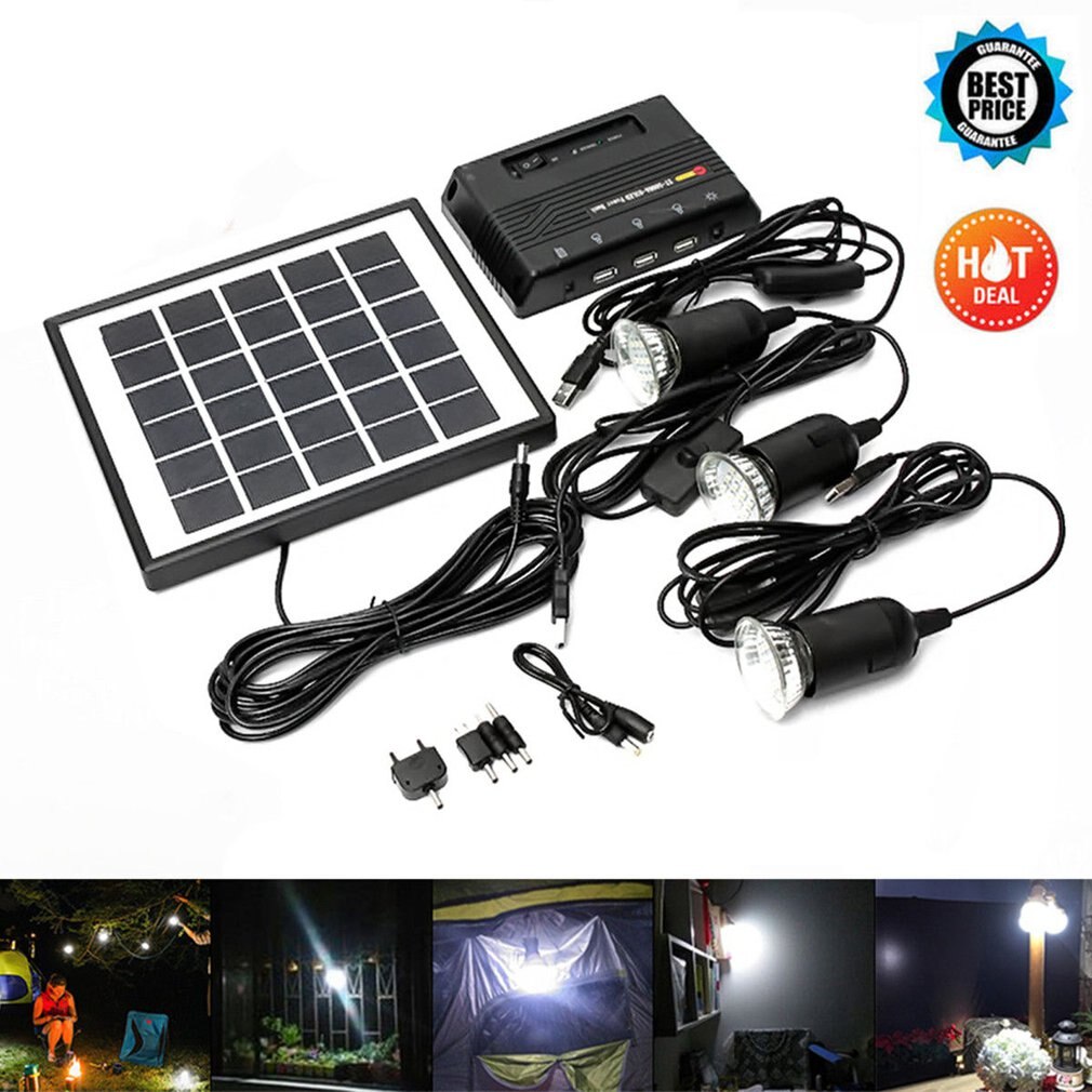 Outdoor Solar Power Led Lighting Bulb Lamp System Solar Panel Home System Kit 4W 6V Outdoor Solar Power Panel LED Light Lamp