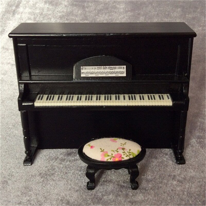 1 Set Miniature Wooden Piano Children's Toys Mini Doll Scale Model for 1/12 Dollhouse Wood 1:24 > 3 Years Old Panghuhu88