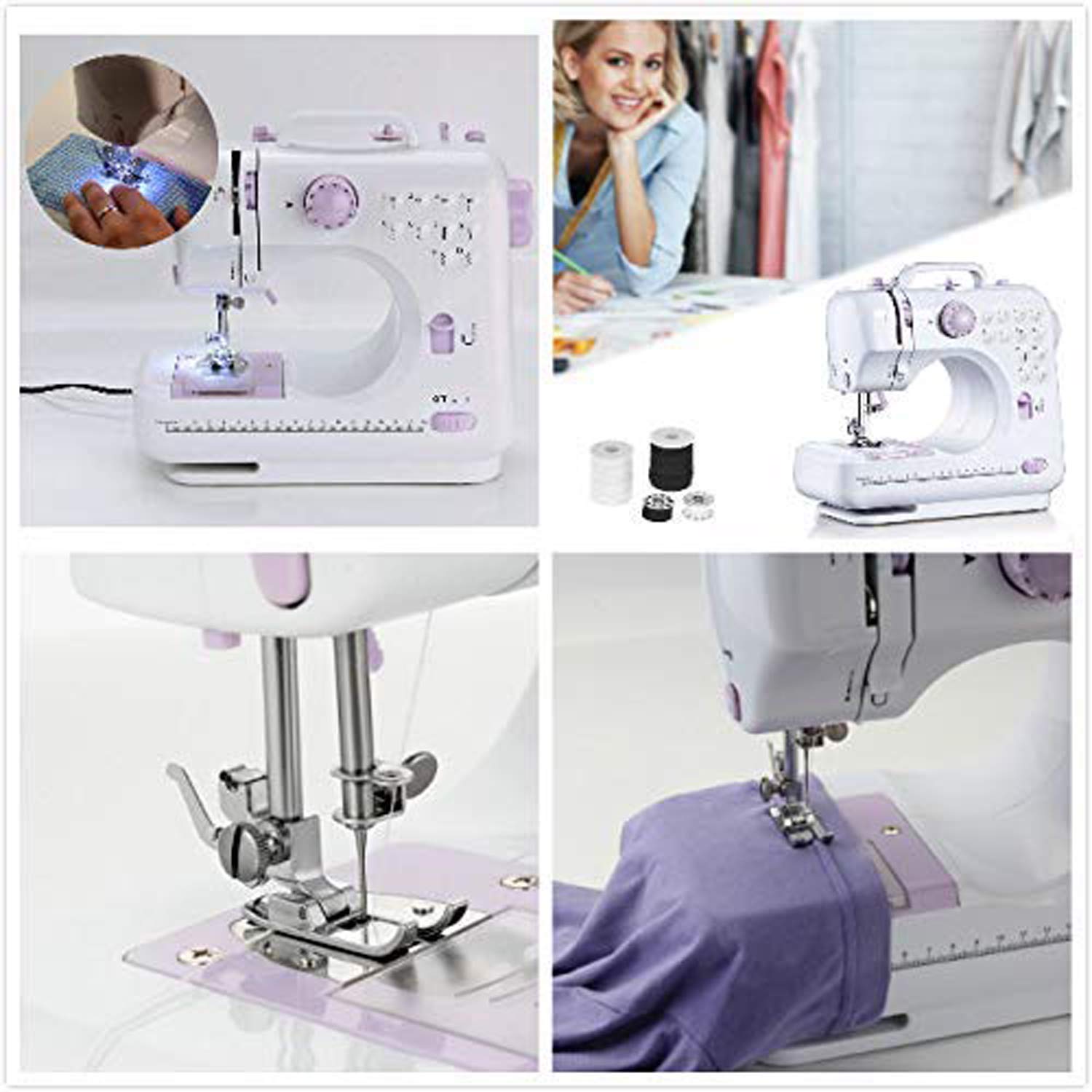 Mini Machine à coudre à 12 points, Machine à coudre à 12 points, Machine à coudre à tricoter multifonctionnelle pour le ménage, à Double filetage et à Double vitesse