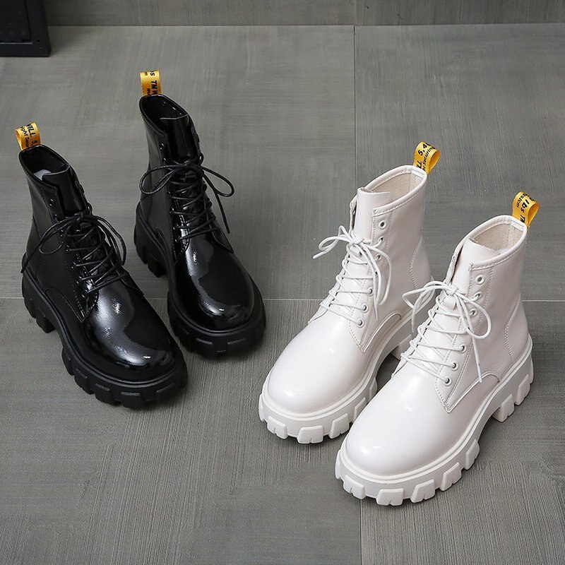 Martin boots female students British style autumn and winter mid-tube short boots strapping motorcycle women's boots