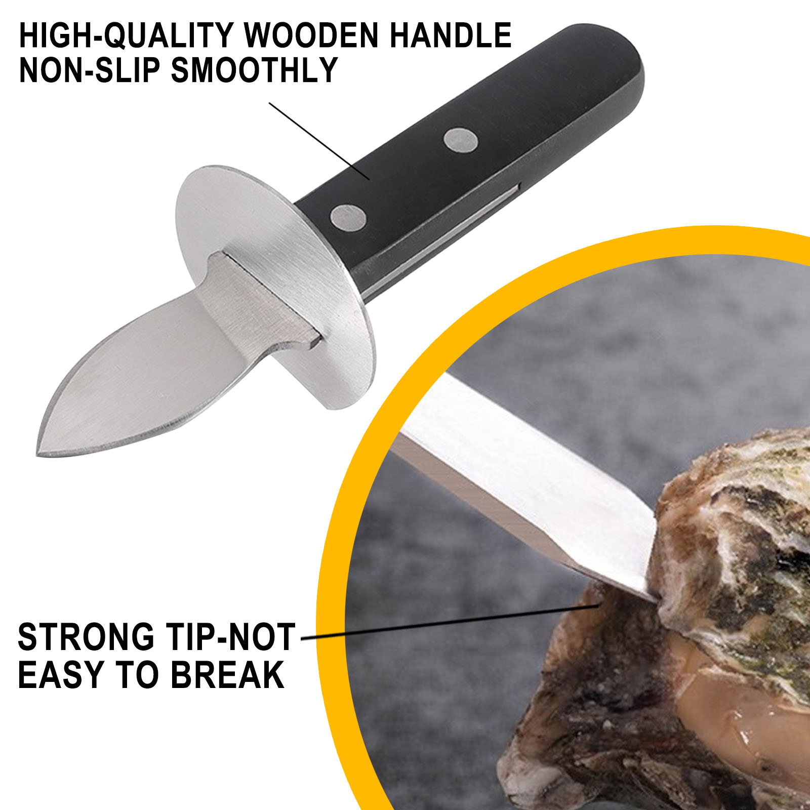 Portable Stainless Steel Seafood scallop pry knife with wooden handle Oyster knives Sharp-edged Shucker Shell Seafood Opener