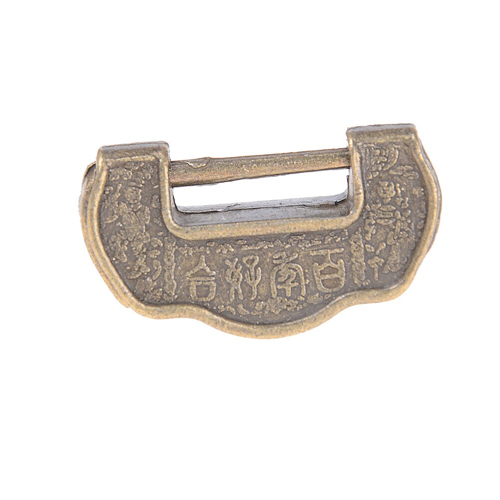 1Pc Archaistic Chinese Vintage Antique Old Style Lock/key Brass Carved Padlock