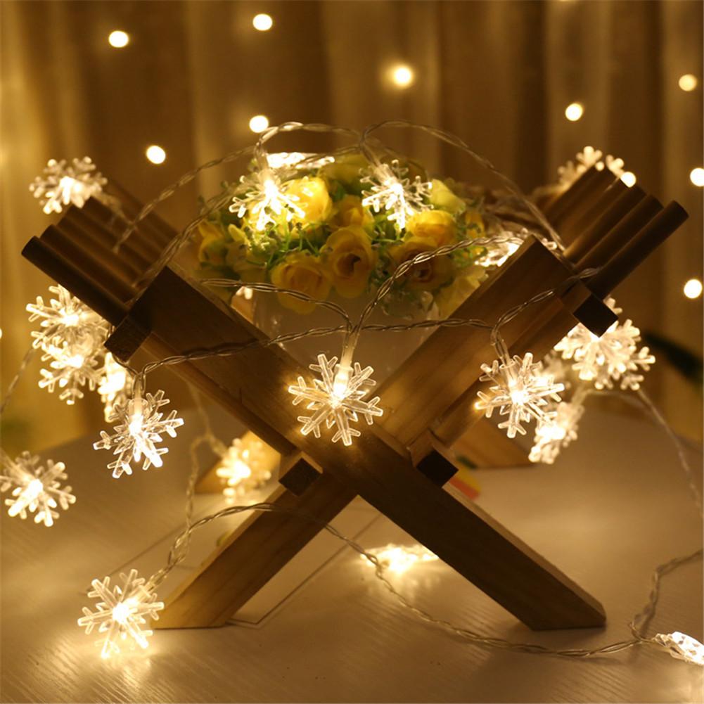 Guirnalda de luces LED con forma de copo de nieve, guirnaldas brillantes, lámpara alimentada por batería para Navidad, Decoración Para Boda o , punto de luz de hadas