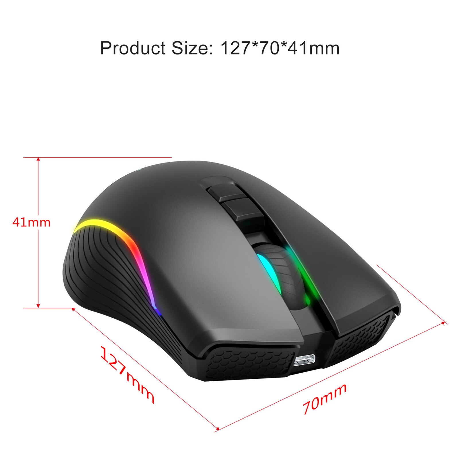 Mini Gaming Muis Hxsj T26 Muis Draadloze Muizen 2.4Ghz Type C Oplaadbare Backlit 7 Knoppen Draagbare Voor Mac Laptop pc Computer