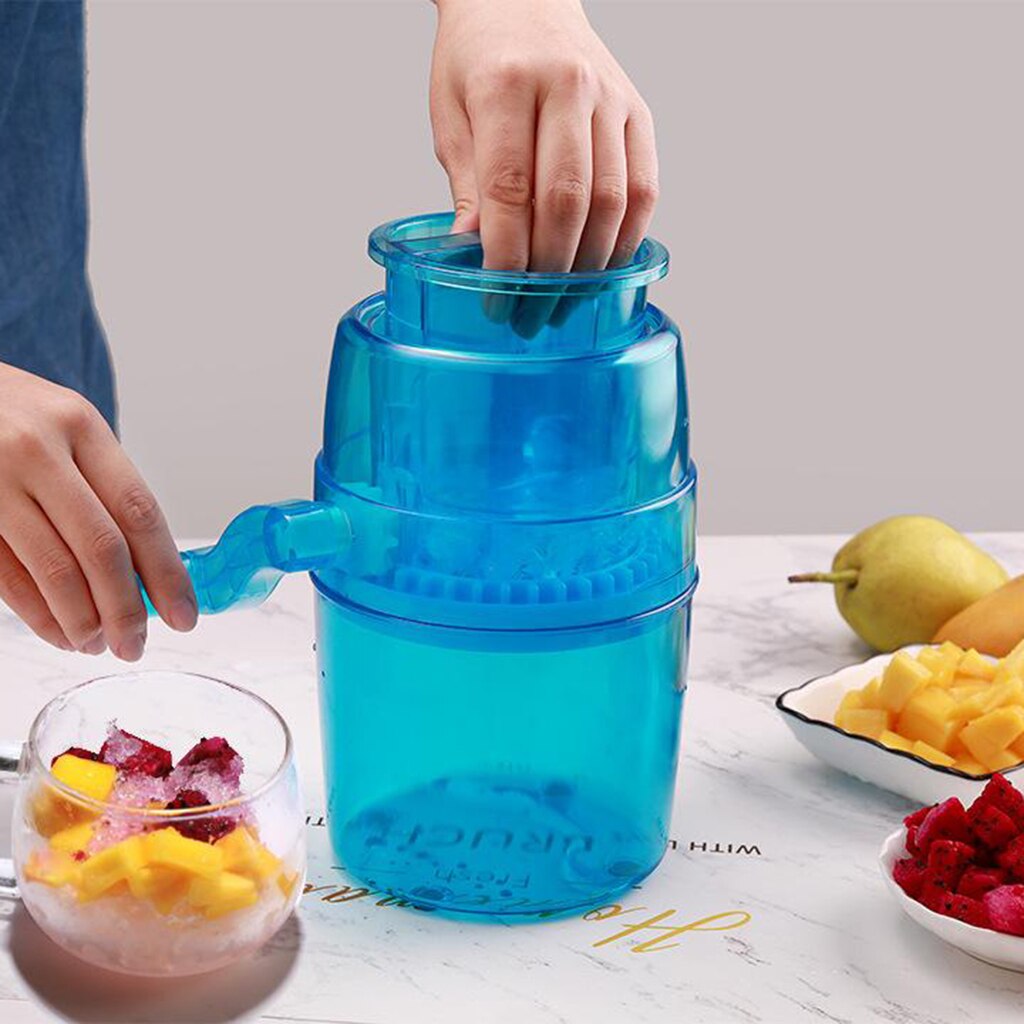 Portable Small Hand-Cranking Ice Breaker Mini Household Shaved Ice Maker Blue