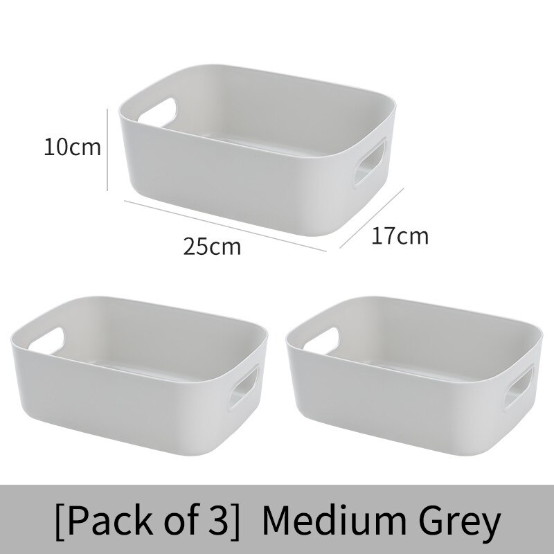 Cesta de almacenamiento de artículos diversos para estudiantes, cajas de almacenamiento para escritorio, snack, caja de almacenamiento de cosméticos de plástico, caja para ordenar la cocina del hogar: Gray in