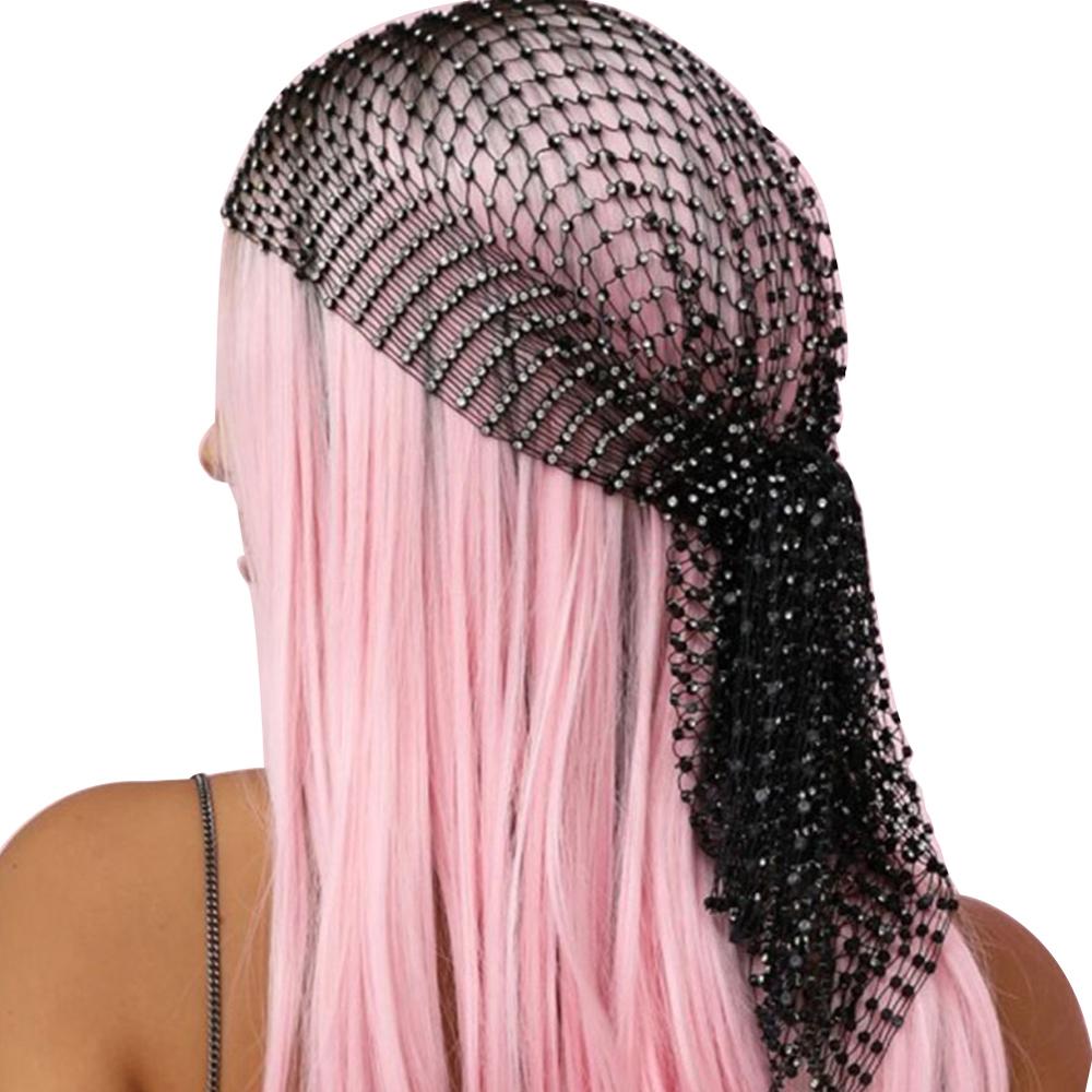 Stonefans cristal net cabeça envoltório cachecol para as mulheres malha acessórios de cabelo bling nova moda strass headpiece turbante boné