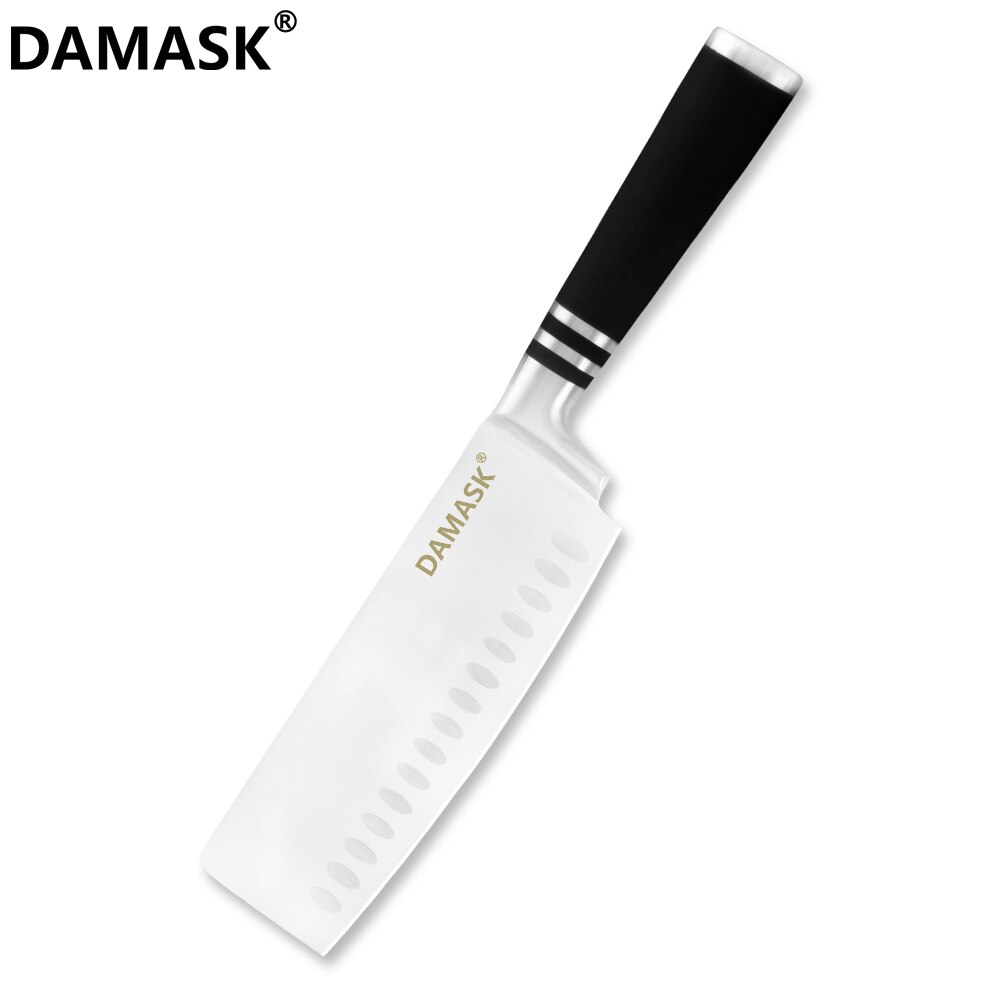Damask mærke 3 cr 14 rustfrit stål køkkenknive sæt 430 greb knive med gratis knive dæksler: 7 tommer hakkekniv