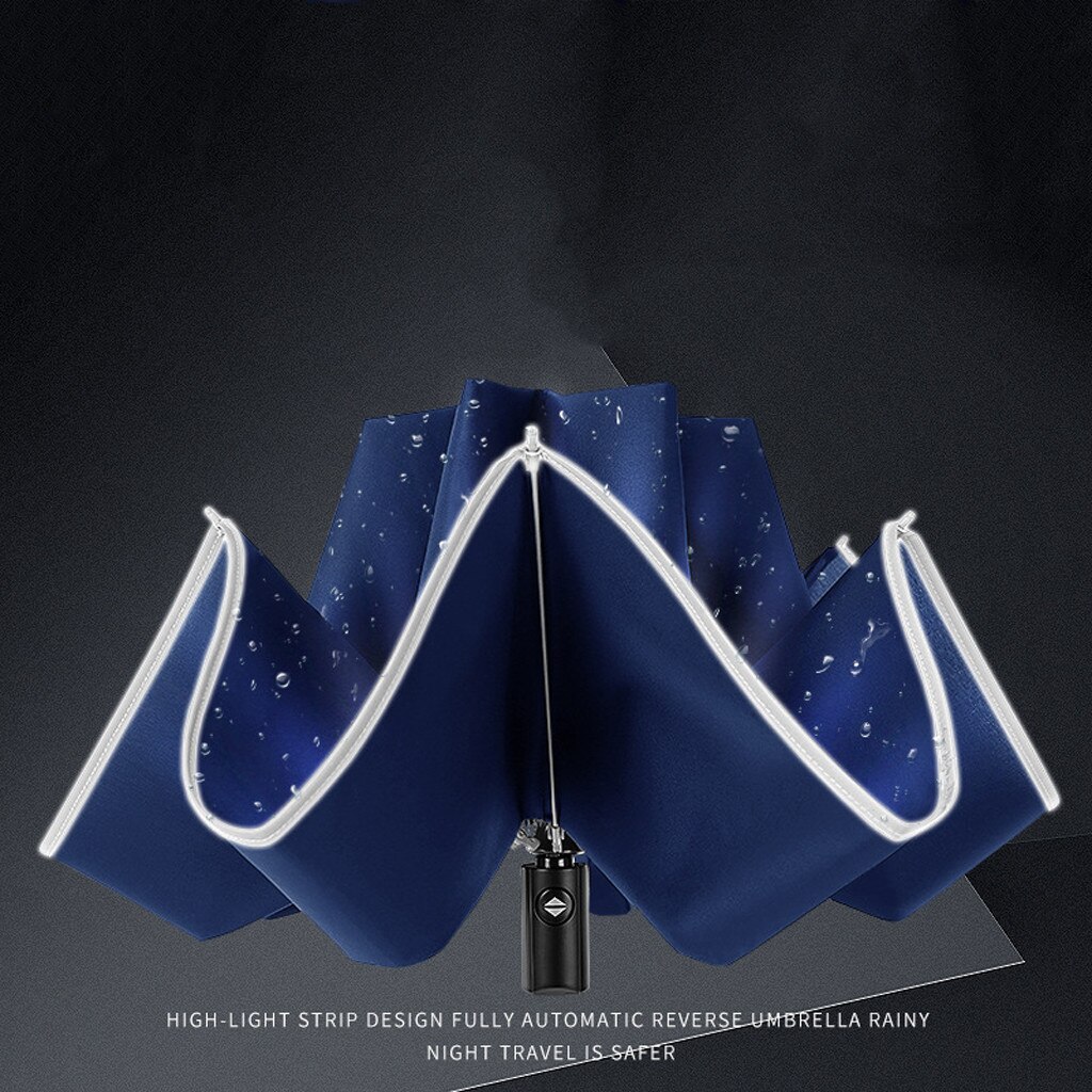 1pc Automatic Umbrella Reflective automatic umbrella car car reverse umbrella folding men and women business umbrella c50