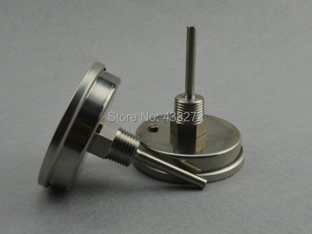 Bi-metaal Thermometer 3 "dial Weldless met 2" roestvrij probe 1/2 "MPT, 0 ~ 220F graden