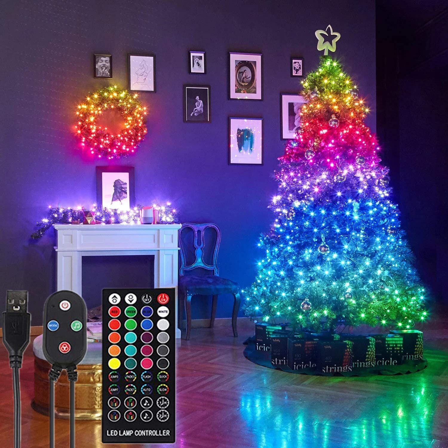 Smart Led String Lights Bluetooth App Intelligente Controle Kerst Licht Fairy Guirlande Sync 20M Woondecoratie Lightig