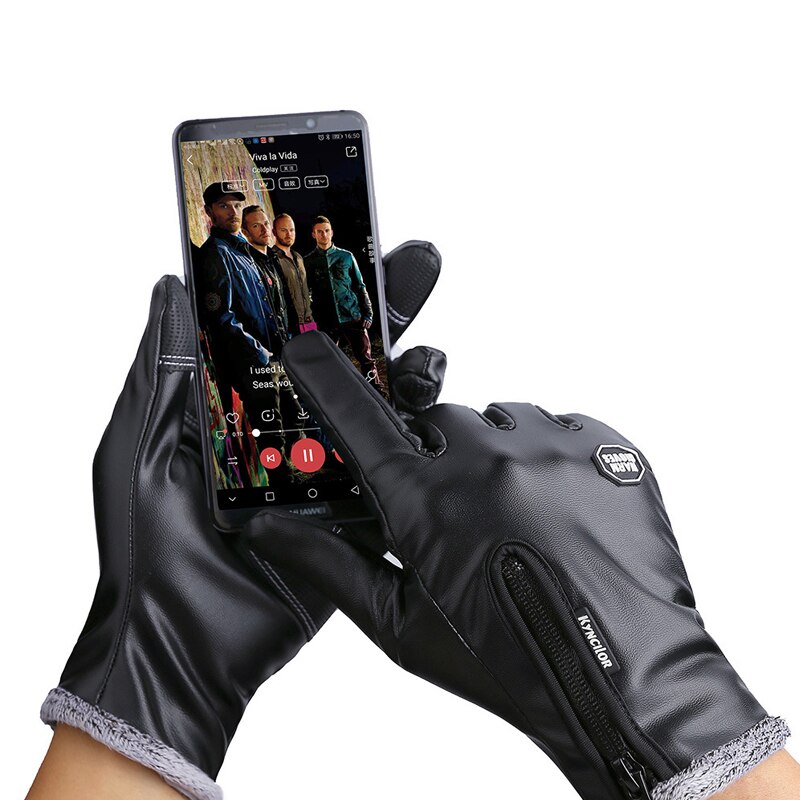 Wanayou heren touchscreen leren wandelhandschoenen winter winddichte thermische full finger fiets handschoen motorrijden sport handschoenen