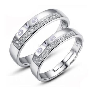 Zirkon Einstellbare silber farbe Paar Hochzeit Ringe für Frauen und Männlichen Strass Engagement Ring für Paar: 20