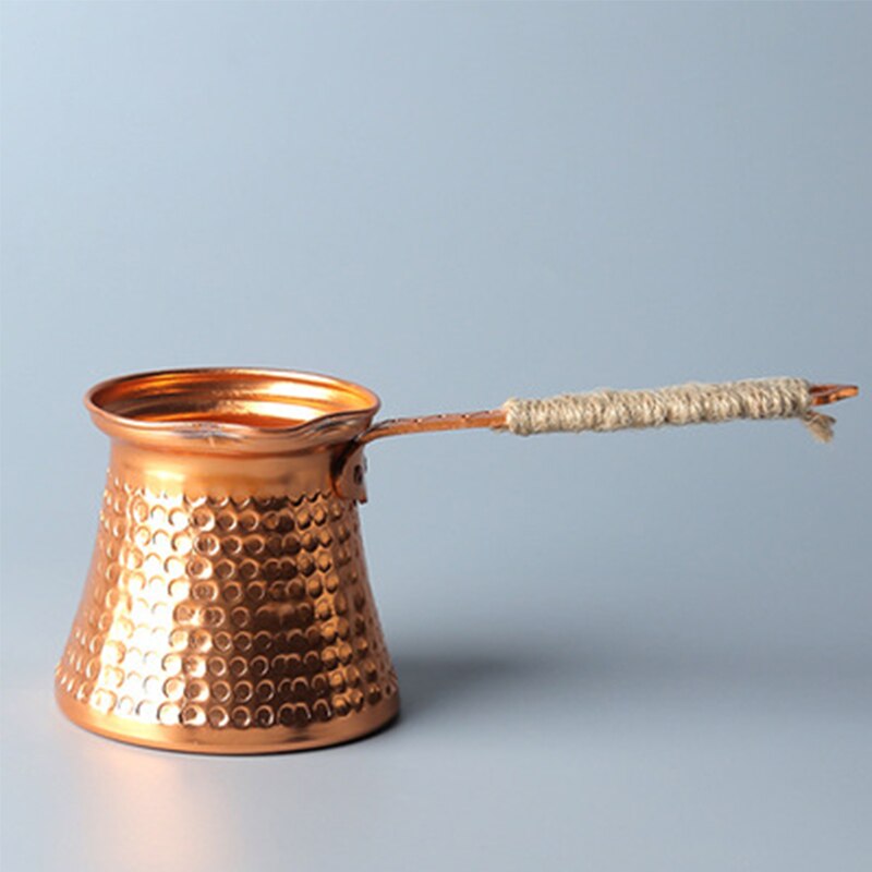 Service à thé turc à Long manche de 200ml, théière chauffante à flamme nue, théière à charbon de bois rôti, théière manuelle en cuivre, 1 pièce