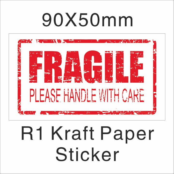 500pcs/lot Fragile Warning Glossy Label Kraft Sticker 9x5cm Fragile Handle Care Keep Dry Black Red Colors: R1 Kraft 9x5