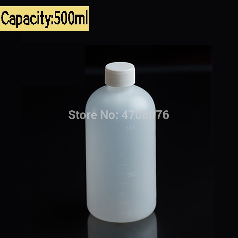 500ml 2pcs/pack PE lab reagent bottle with scale Plastic sample vials with screw closure narrow mouth round for chemical test
