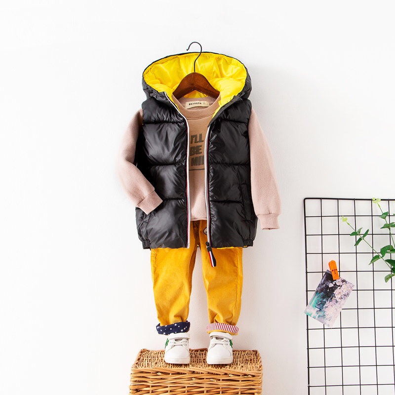 Mädchen Weste Art Weste freundlicher mit kapuze Oberbekleidung Winter Mäntel freundlicher Kleidung Warme Baumwolle Baby Jungen Für ändern 3-10 jahre alt: Schwarz Jacke / 7