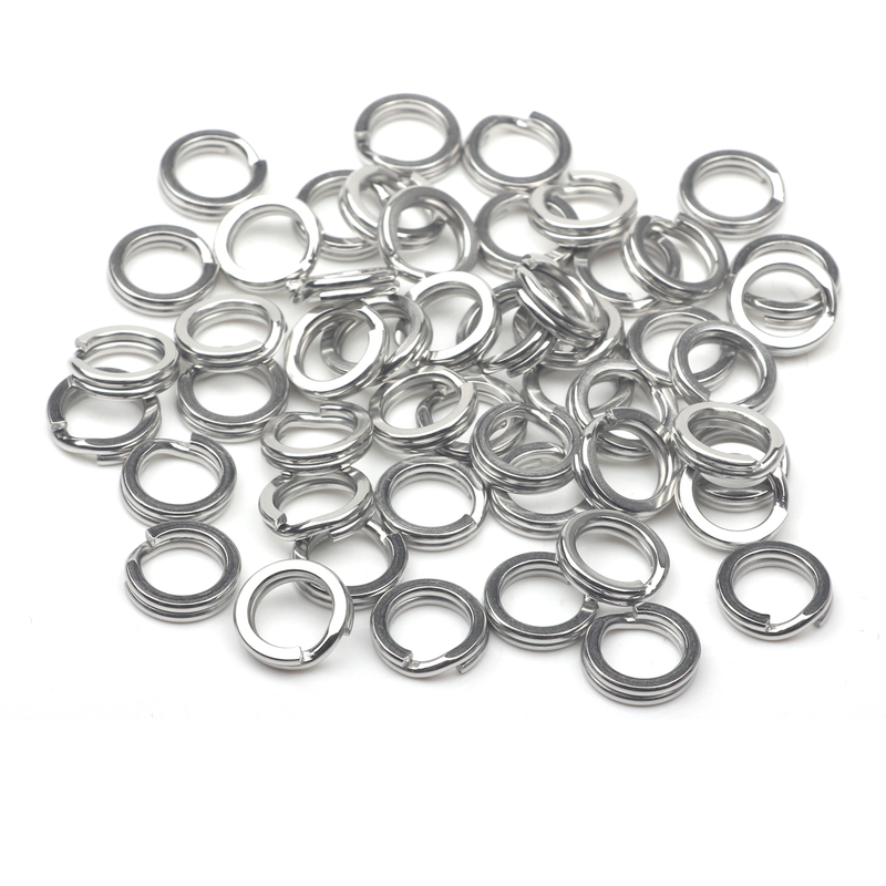 50 stuks Vissen Split Ringen voor CrankHard Aas Zilver Roestvrij Staal 0 # -10 # Accessoires voor visconnectoren