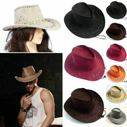 Womens Mens Hat Wild West Fancy Cowgirl Cowboy Hats Western Headwear Cap Black Brown Gray Orange Red Khaki