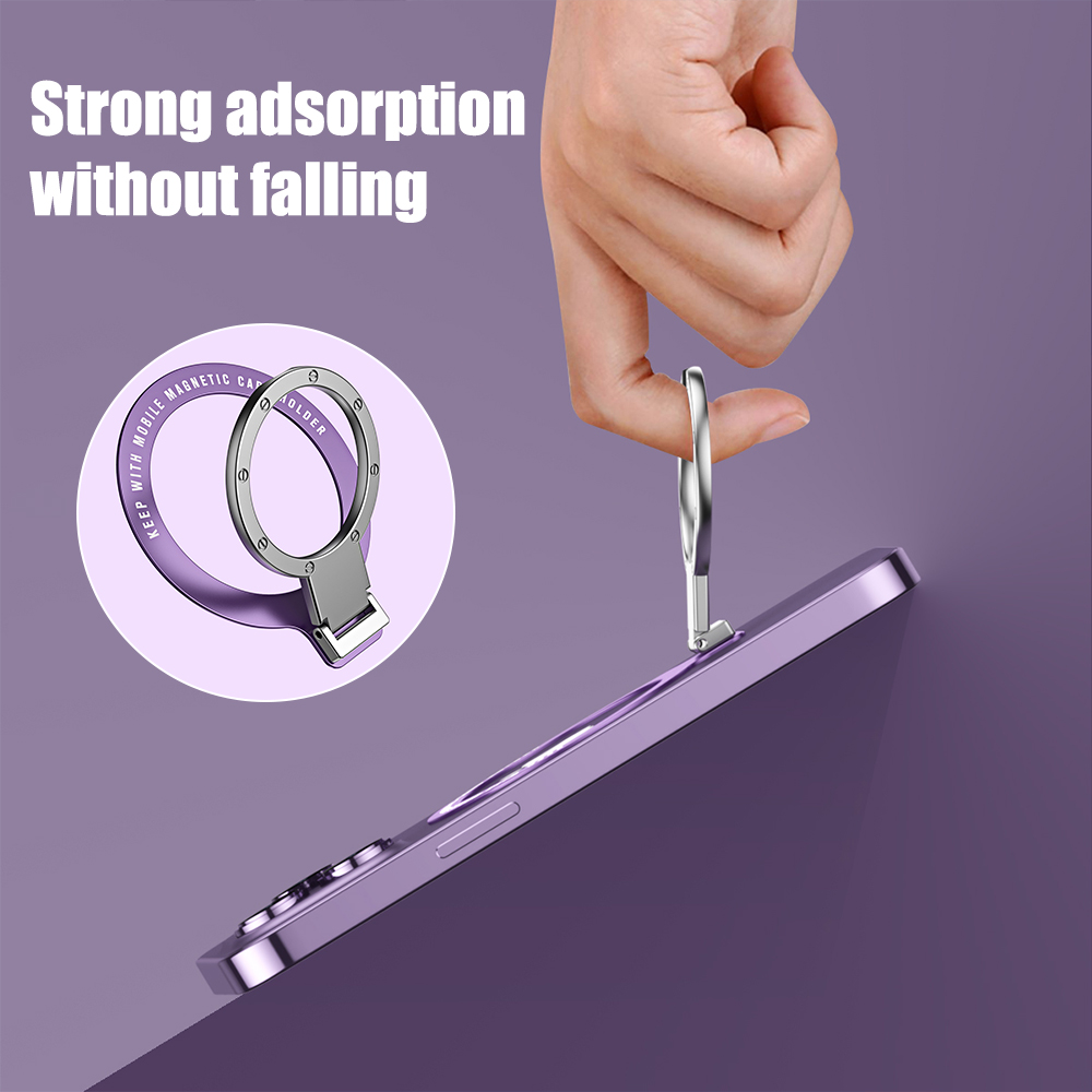 For MagSafe Luxury Metal Ring Holder Foldable Adhesive Phone Support Magnet Finger Ring Bracket Car Phone Holder Grip Stand