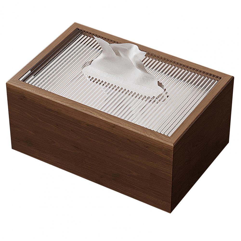 Houten Tissue Box Houder - Chinese Stijl - Desktop Organizer met Acryl Deksel: Default Title