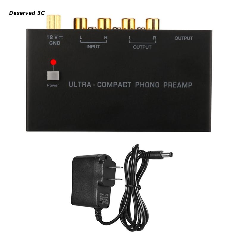 R9CB Phono giradischi preamplificatore Mini adattatore per preamplificatore fonografo Stereo elettronico uscita ingresso RCA portatile a basso rumore: US Plug