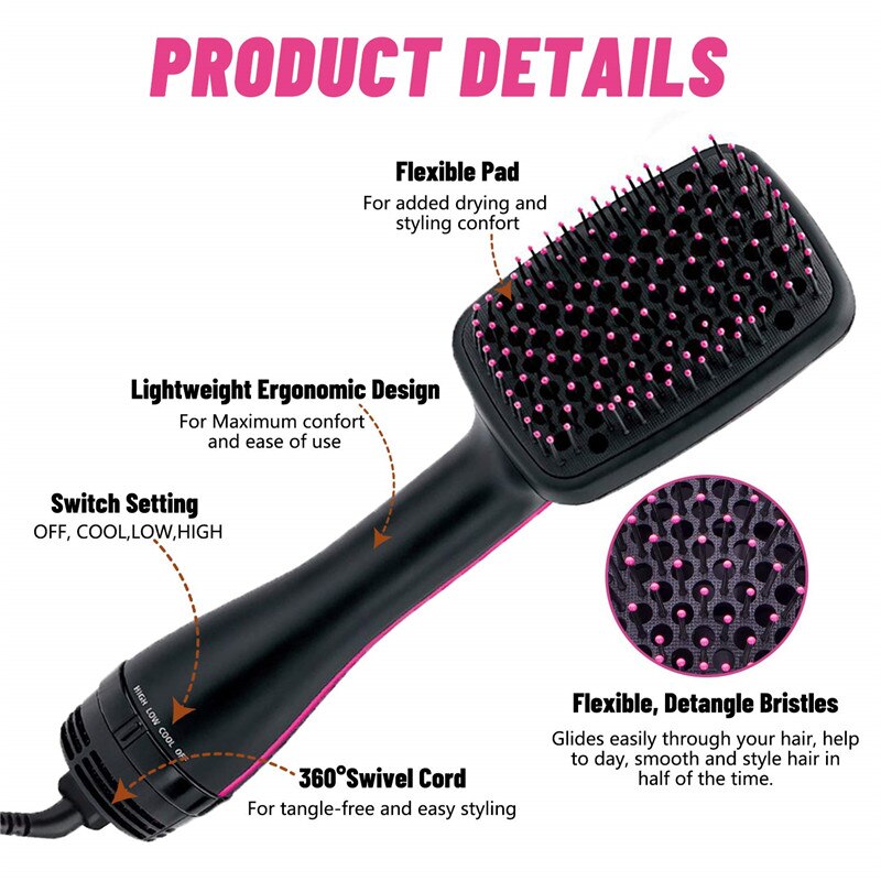 2 In 1 Föhn Stijltang Kam Nat & Droog Haar Gebruik Travel Föhn Föhn Kam Krultang stijltang