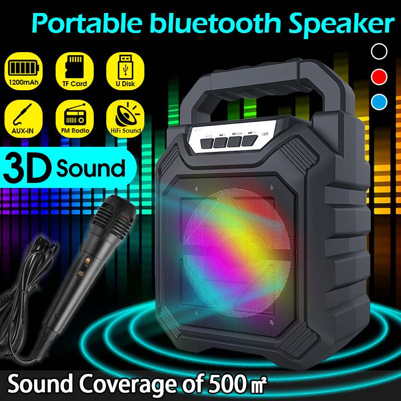 Outdoor Draagbare Draadloze Bluetooth Luidspreker Met Microfoon Fm Radio Stereo Waterdicht Soundbox Ondersteuning Aux/Usb/Tf/Fm