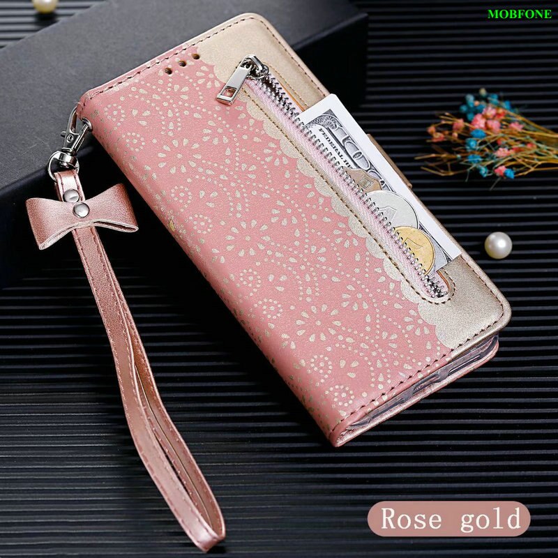 Spitze Zipper Fall für Huawei Ehre 9X Pro Leder Capa Brieftasche Holster P20 Lite Flip Stand Abdeckung Nova 5 nova5 Buch Tasche Fällen: Honor 9X / Rose Gold