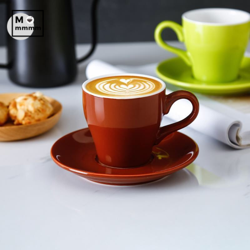Bts-taza grande de cerámica para café, tazas de café con platillos, de Color sólido, para té, cambia de Color