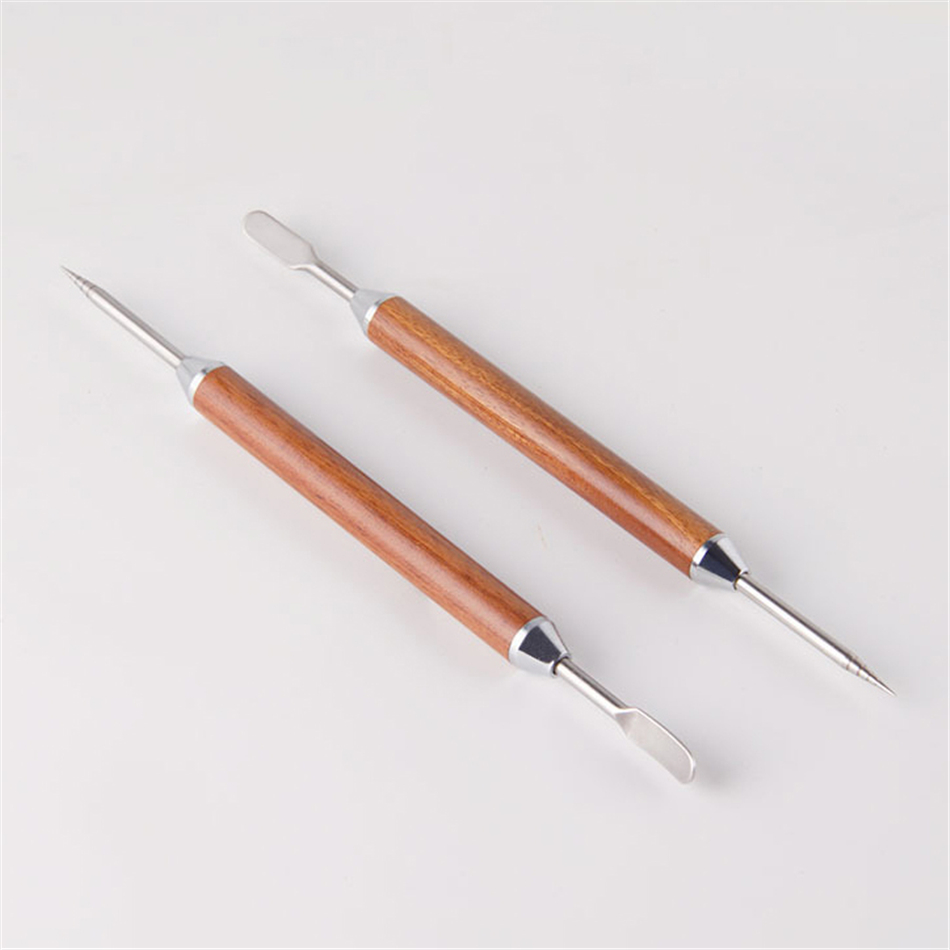 Ttlife 1pc houten handvat roestvrijstalen koffiesjablonen latte schuimspatel koffieservies diy koffiekunstnaald cafégereedschap voor barista