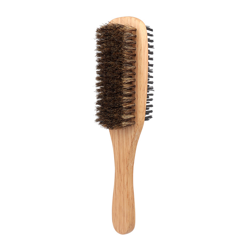 Household Use Men Boar Bristle Hair Brush Natural Beech Wooden Wave Brushes Beard Hairbrush Dual-Purpose Double-Sided Beard