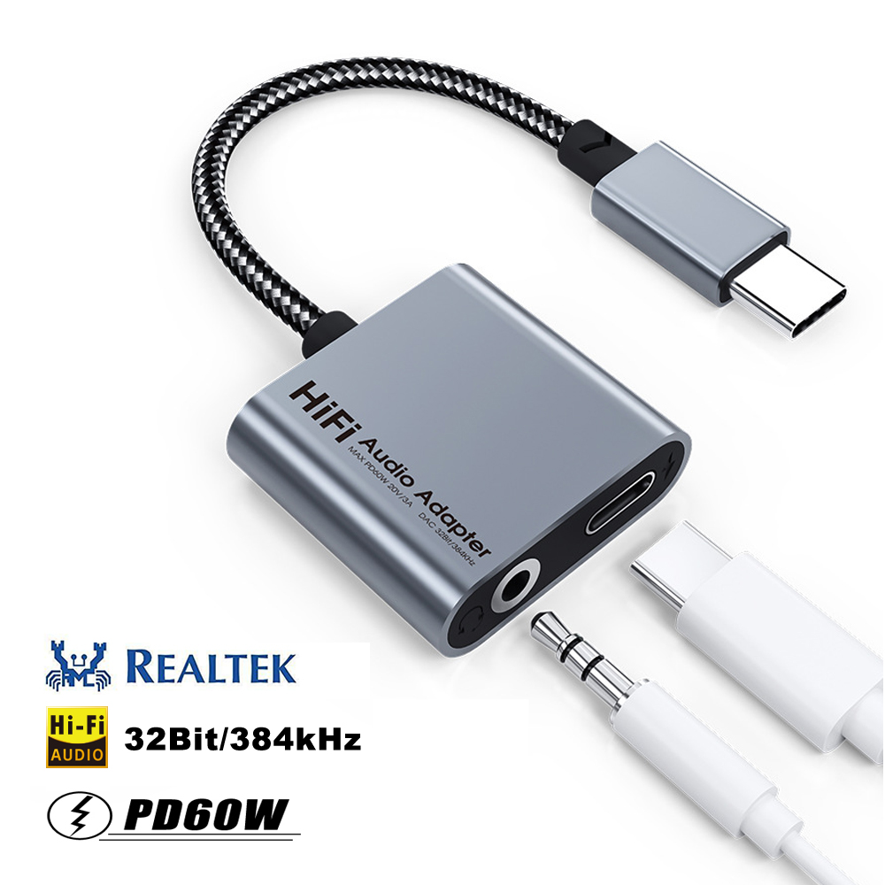 Adapter słuchawkowy 2 w 1 USB typu C z gniazdem 3,5 mm Dac USB C Audio Adaptator do Samsung S24 Plus S25 Ultra Iphone 16 Pro Max Ipad